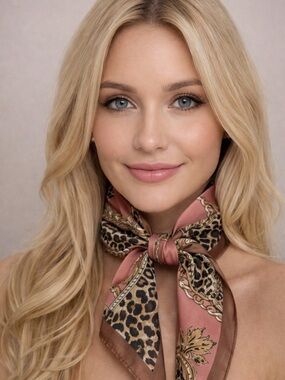 Feels Like Silk Leopard Print Neck Scarf in pink & Broen